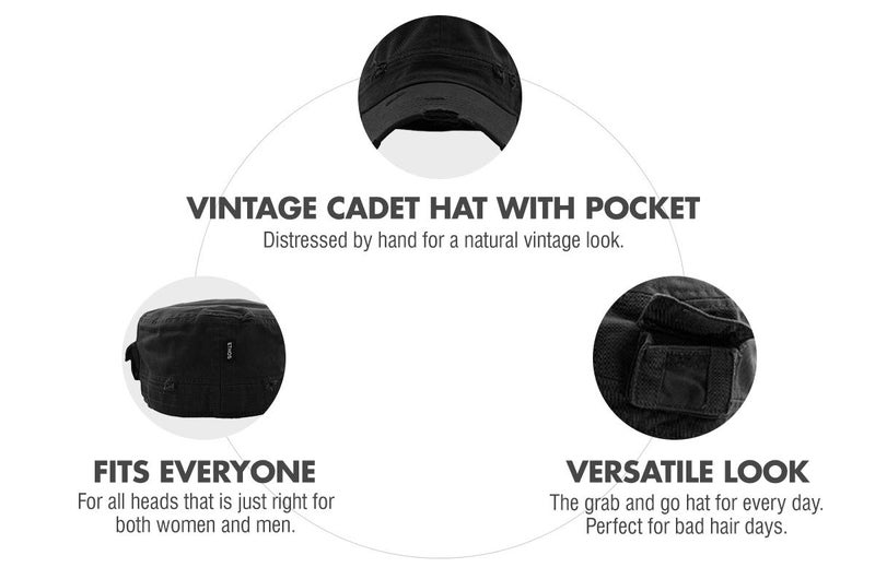 KBETHOS KBK-1465 BLK XL Cadet Army Cap Basic Everyday Military Style Hat (Now with STASH Pocket Version Available) - Image 5