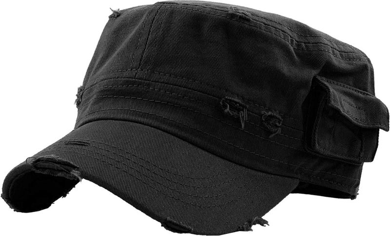 KBETHOS KBK-1465 BLK XL Cadet Army Cap Basic Everyday Military Style Hat (Now with STASH Pocket Version Available) - Image 1