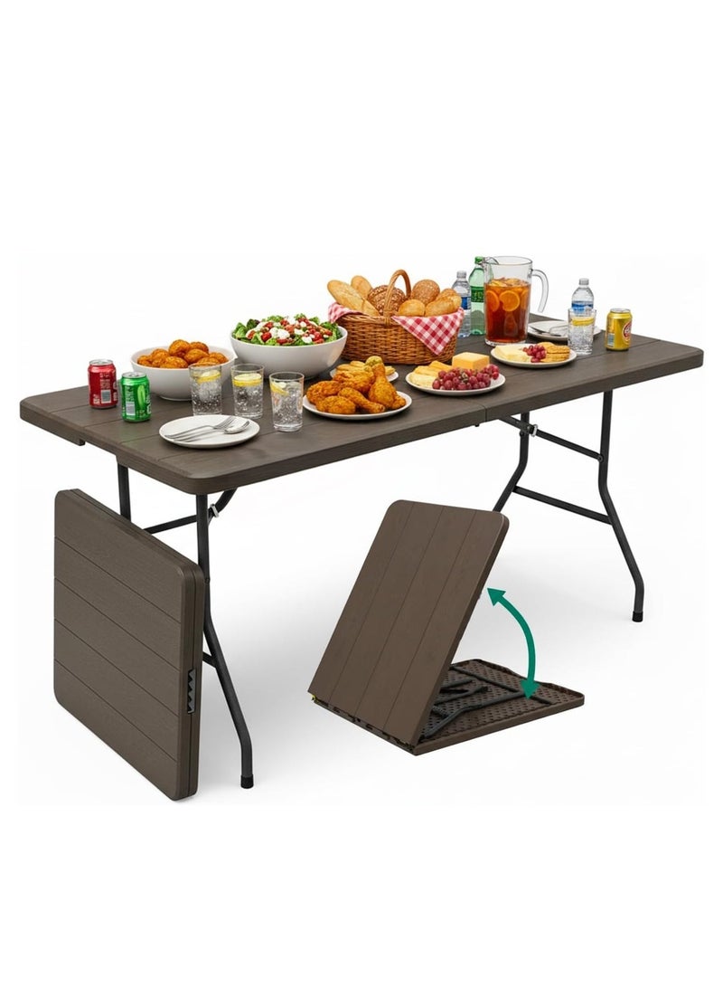 Toshionics Folding Lightweight Trestle Outdoor Garden Patio Camping Table 180×74×74 cm – Heavy-Duty Picnic & Camping Table with Safety Lock, Anti-Slip Feet, 120 kg Load Capacity, Space-Saving Foldable Dining Table for Garden, BBQ, Party and Events - Image 1