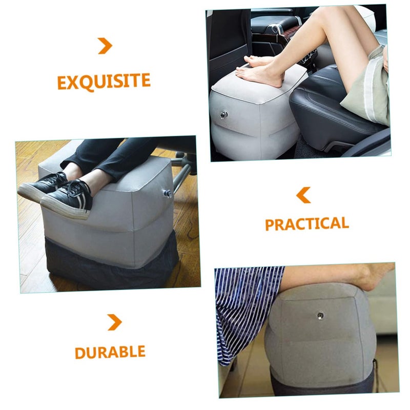 Inflatable Travel Foot Rest Pillow For Airplane And Train Grey Leg Support Cushion - Image 3
