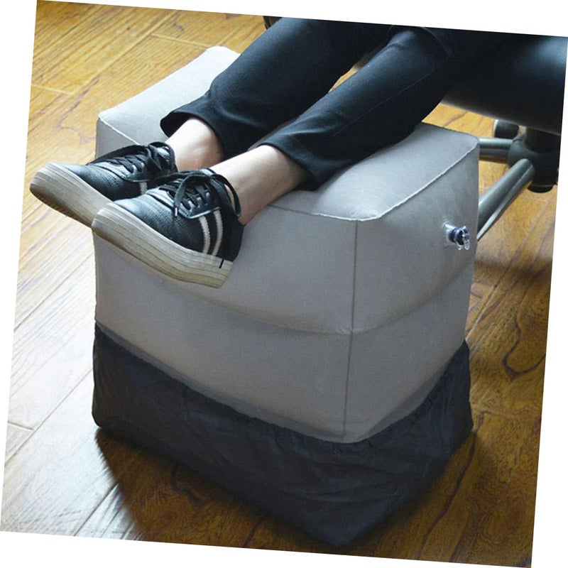 Inflatable Travel Foot Rest Pillow For Airplane And Train Grey Leg Support Cushion - Image 4