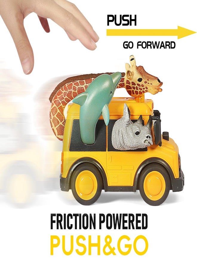 DINOBROS Yellow School Bus Toy with Light and Sound - Cute Animal Figures on Top, Friction Powered Car Toys, Interactive Gift for Boys & Girls Ages 3+ - Image 2