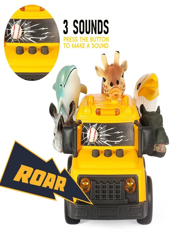 DINOBROS Yellow School Bus Toy with Light and Sound - Cute Animal Figures on Top, Friction Powered Car Toys, Interactive Gift for Boys & Girls Ages 3+ - Image 4
