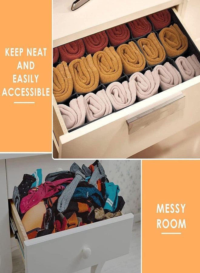 13 SOEME Foldable, Space-Saving Wardrobe Drawer Organiser for Tiny Clothes: Kartunbox 24-Grid Black Fabric Undergarment & Socks Organiser Pack of 2(BLACK) - Image 5