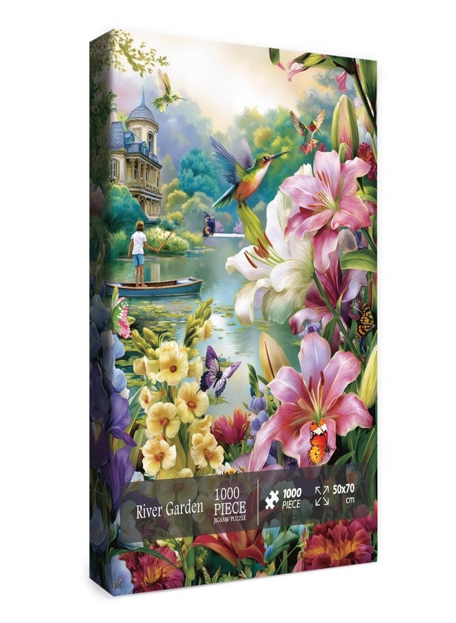 BBOLDIN Flower Landscape Puzzle for Adults 1000 Pieces, Colorful Floral Jigsaw Puzzle, Beautiful Butterfly Nature Puzzle - Image 1