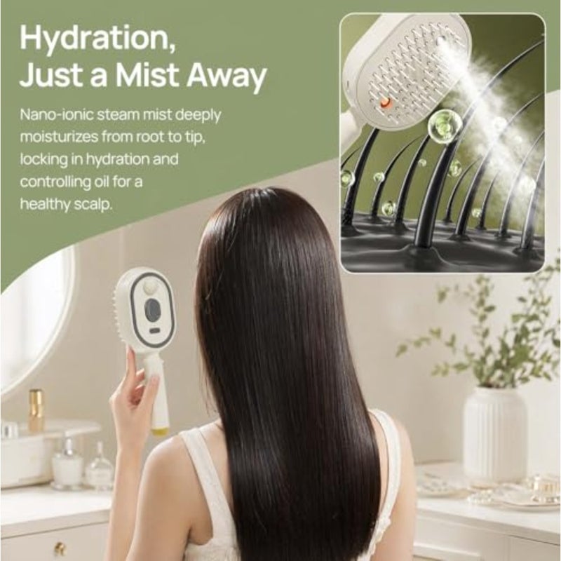 5 in 1 Air Cushion Brush, Electric Steam Brush for Hair with Mist and Soft Glow, Rechargeable Scalp Massager Detangling Comb, Anti-Static Frizz Control Spray Hair Care Tool for Women - Image 3