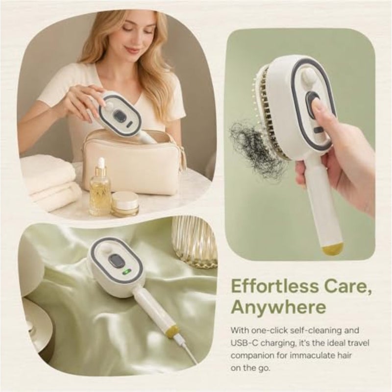 5 in 1 Air Cushion Brush, Electric Steam Brush for Hair with Mist and Soft Glow, Rechargeable Scalp Massager Detangling Comb, Anti-Static Frizz Control Spray Hair Care Tool for Women - Image 4