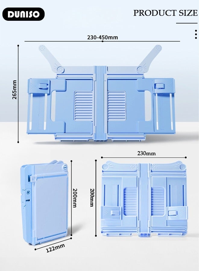 DUNISO Foldable Book Stand Holder for Kids Sturdy Book Stand Multi Heights Angles Adjustable Foldable Book Rest, Boys and Girls Reading Free Hand Holder for TextBooks Magazines - Image 4