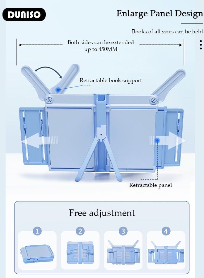DUNISO Foldable Book Stand Holder for Kids Sturdy Book Stand Multi Heights Angles Adjustable Foldable Book Rest, Boys and Girls Reading Free Hand Holder for TextBooks Magazines - Image 5
