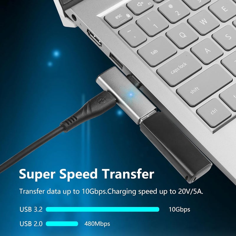 SinLoon USB C to USB 32 10Gbps Type C to USB A Female OTG Adapter and 100W PD Power Supply Adapter for Laptop Tablet Phone  Grey - Image 3