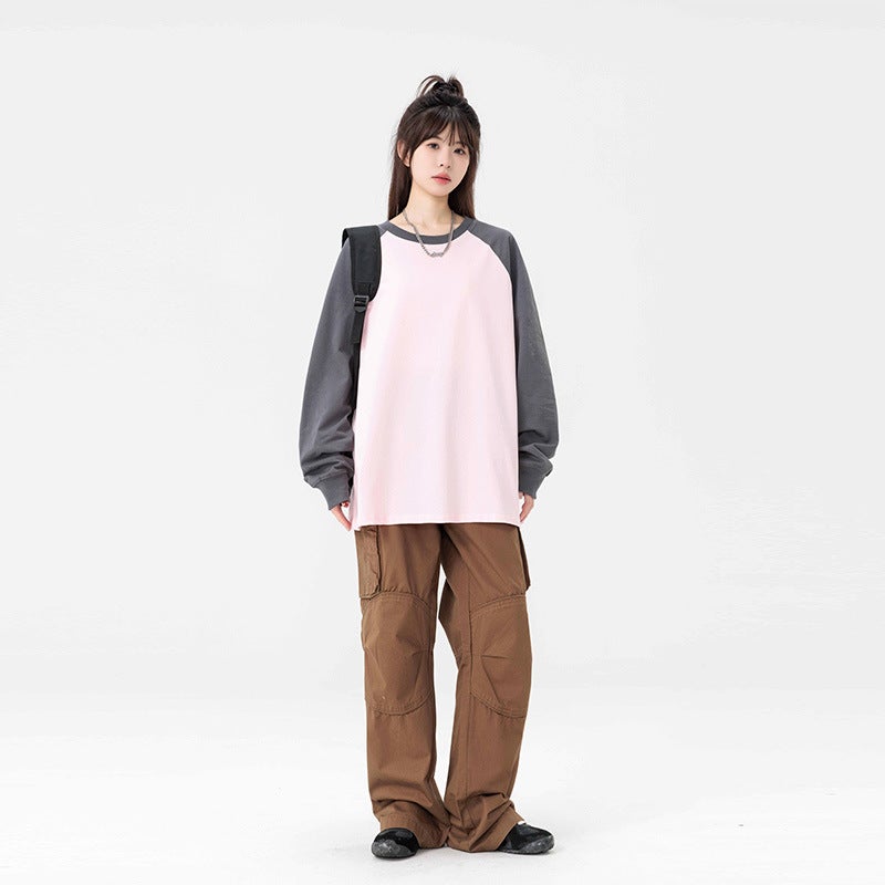 Long-sleeved T-shirt Mens Heavy Long-sleeved T-shirt 2024 Autumn New Loose American Base Shirt Black - Image 2