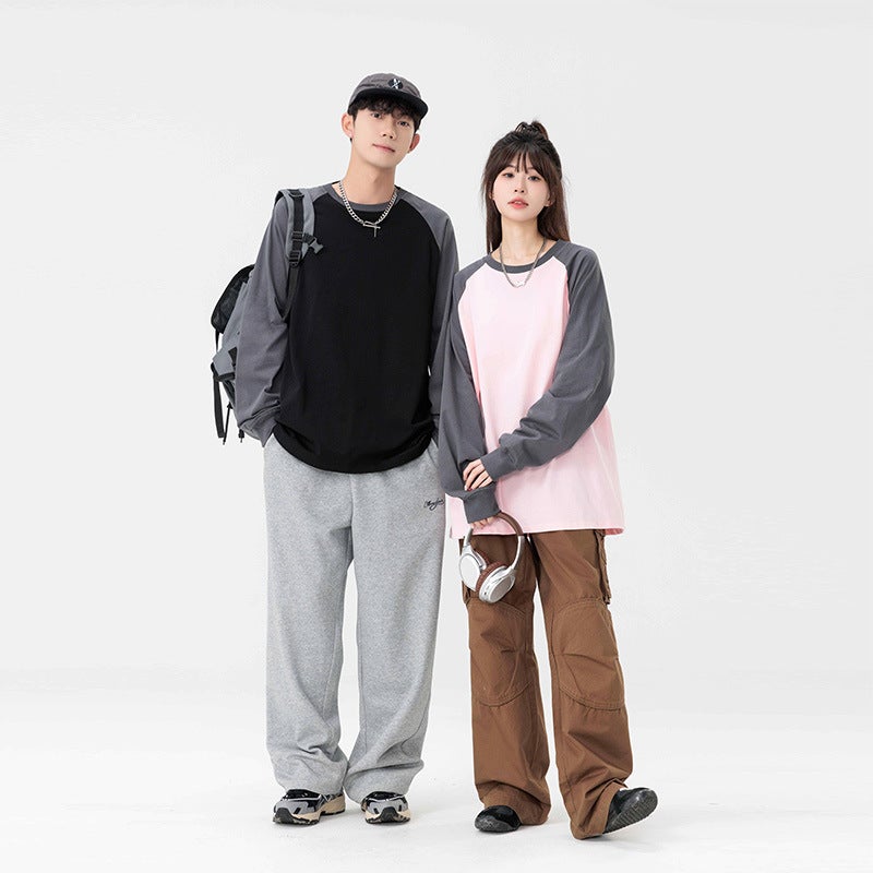 Long-sleeved T-shirt Mens Heavy Long-sleeved T-shirt 2024 Autumn New Loose American Base Shirt Black - Image 5