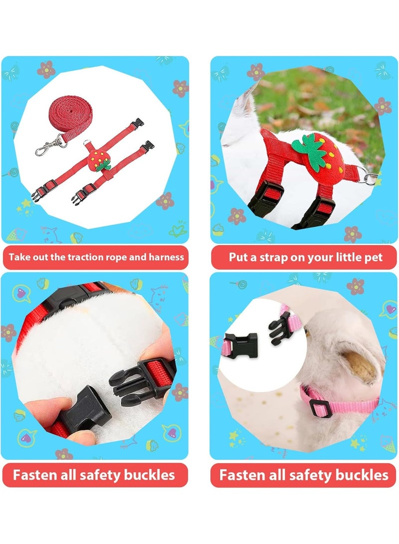 4 Sets Adjustable Bunny Rabbit Harness and Leash Set Small Pet Cute Vest Harness Leash Ferret Harness Guinea Pig Harness Ferret Leash with Decorations for Bunny Kitten Puppy, Small Pets - Image 5