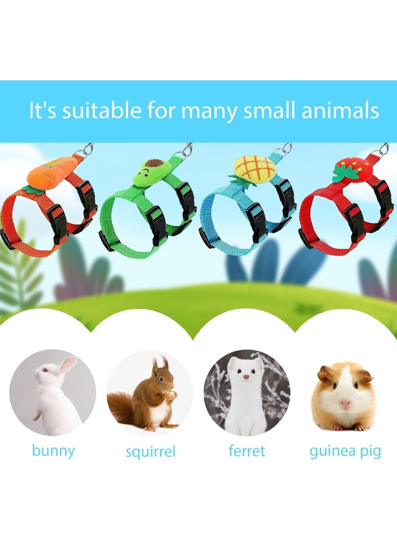 4 Sets Adjustable Bunny Rabbit Harness and Leash Set Small Pet Cute Vest Harness Leash Ferret Harness Guinea Pig Harness Ferret Leash with Decorations for Bunny Kitten Puppy, Small Pets - Image 3