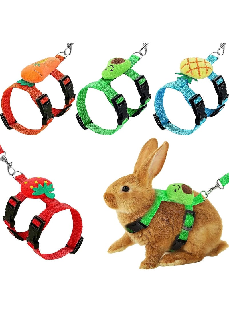 4 Sets Adjustable Bunny Rabbit Harness and Leash Set Small Pet Cute Vest Harness Leash Ferret Harness Guinea Pig Harness Ferret Leash with Decorations for Bunny Kitten Puppy, Small Pets - Image 1