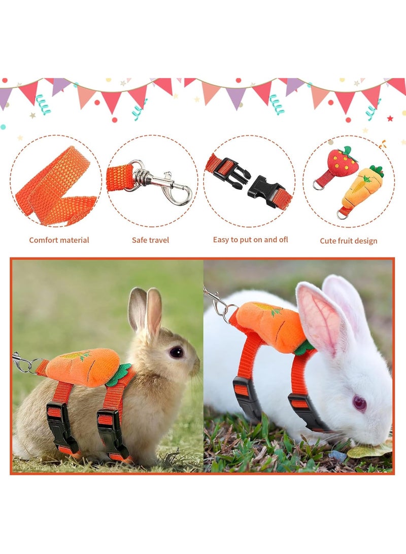 4 Sets Adjustable Bunny Rabbit Harness and Leash Set Small Pet Cute Vest Harness Leash Ferret Harness Guinea Pig Harness Ferret Leash with Decorations for Bunny Kitten Puppy, Small Pets - Image 2