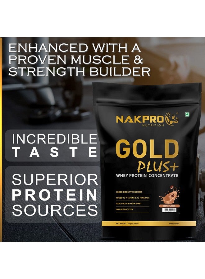 NAKPRO Gold Plus+ Whey Protein Concentrate with Digestive Enzymes | 25.46g Protein, 5.57g BCAA | Added Vitamins & Minerals (1 Kg, Coffee) - Image 5