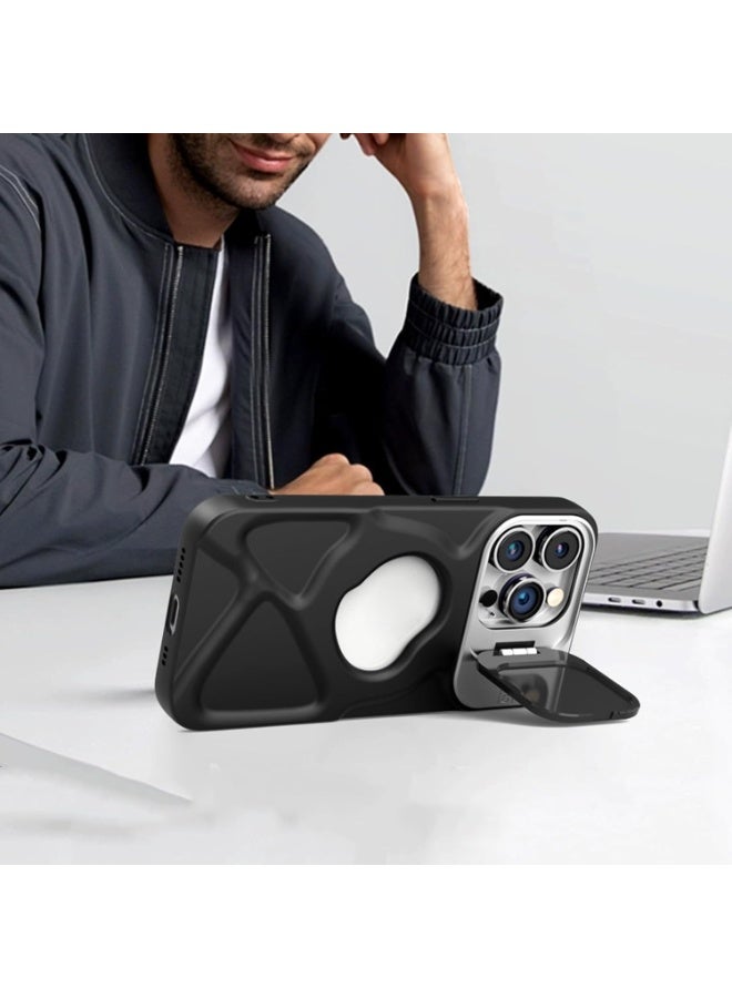 Case Compatible with IPhone 11 Pro - Invisible Lens Protection Cover Military Grade Phone Case - Foldable Stand Function - Magnetic Wireless Charging Phone Case - Image 3