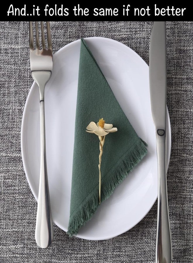 Urby Eco Hanky 10x10in Reusable Cotton Napkins (Rustic Fringe). Small Cloth Napkins. Ideal Use As Kids Napkins for Lunch.Dinners.Occasions Like Weddings,Birthday,Cocktail Parties. (DGN,12pk). - Image 2