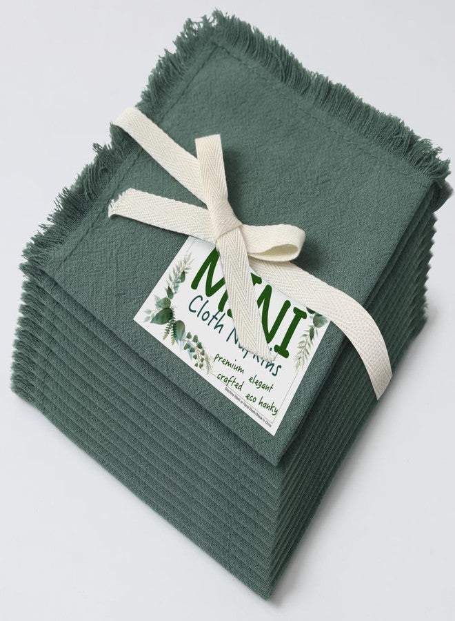 Urby Eco Hanky 10x10in Reusable Cotton Napkins (Rustic Fringe). Small Cloth Napkins. Ideal Use As Kids Napkins for Lunch.Dinners.Occasions Like Weddings,Birthday,Cocktail Parties. (DGN,12pk). - Image 1
