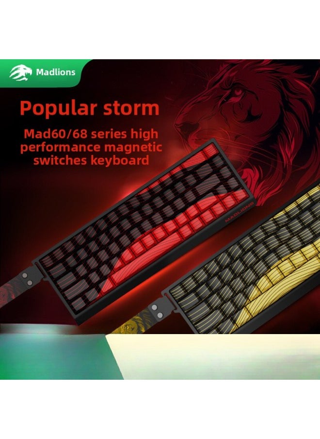 Generic US-Canadian Lion MAD60/68 HE Electric Magnetic Axis Keyboard Special Mechanical Keyboard For Mad68pro Games 61/68 Key-Color:Mad68 He Black Flagship Edition Magnetic Amber Shaft Pro [ready Stock]  - Image 2