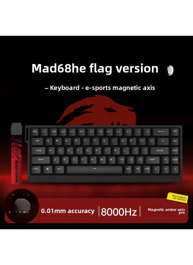 Generic US-Canadian Lion MAD60/68 HE Electric Magnetic Axis Keyboard Special Mechanical Keyboard For Mad68pro Games 61/68 Key-Color:Mad68 He Black Flagship Edition Magnetic Amber Shaft Pro [ready Stock]  - Image 1