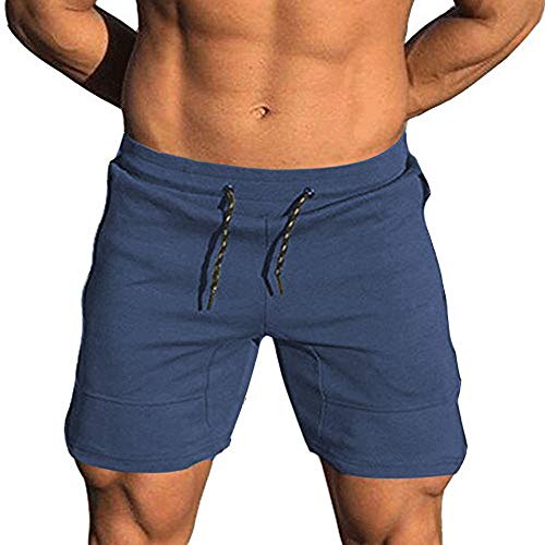 EVERWORTH Men's Solid Gym Workout Shorts Bodybuilding Running Fitted Training Jogging Short Pants with Zipper Pocke Navy XS Tag M - Image 1