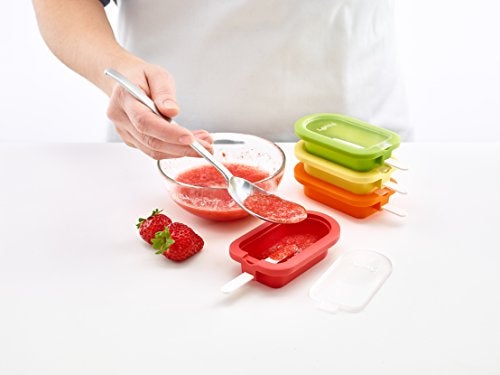 Lekue Lékué Set of 4 Stackable Popsicle Molds + Sticks & Lids | Homemade Freezer Ice Pops & Frozen Snacks | Flexible Platinum Silicone for Easy Fill & Unmold | Reusable & Dishwasher Safe| Multicolor - Image 5