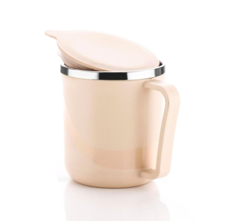 OLMARTT KITCHENWARE Insulated Stainless Steel Coffee Mug with Lid – 300ml Double Wall Tea & Milk Mug for Home, Office, Restaurant – Stylish, Leakproof, Drinkware Gift (1 Pc, Ivory) - Image 5