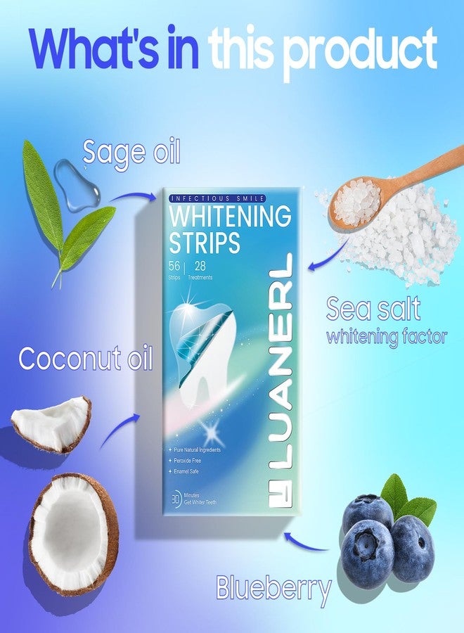 luanerl Teeth Whitening Strips 56 Strips (28 Treatments,Peroxide & Sensitivity Free,Enamel Safe with Soothing Natural Ingredients for Deep Stains Removal - Image 2