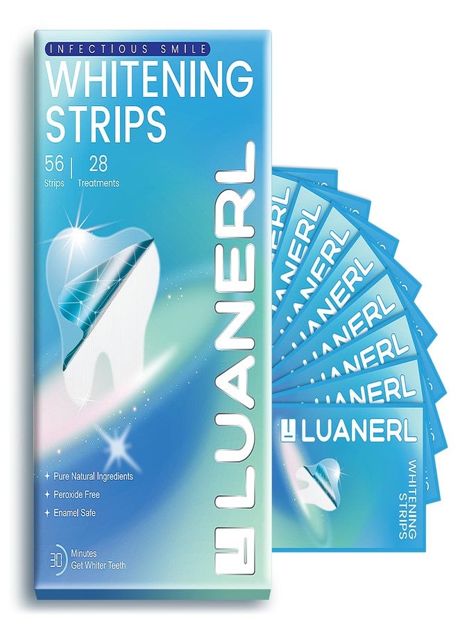 luanerl Teeth Whitening Strips 56 Strips (28 Treatments,Peroxide & Sensitivity Free,Enamel Safe with Soothing Natural Ingredients for Deep Stains Removal - Image 1