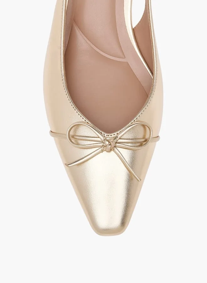 سيليست Women's Solid Slingback Shoes with Bow Accent and Kitten Heels