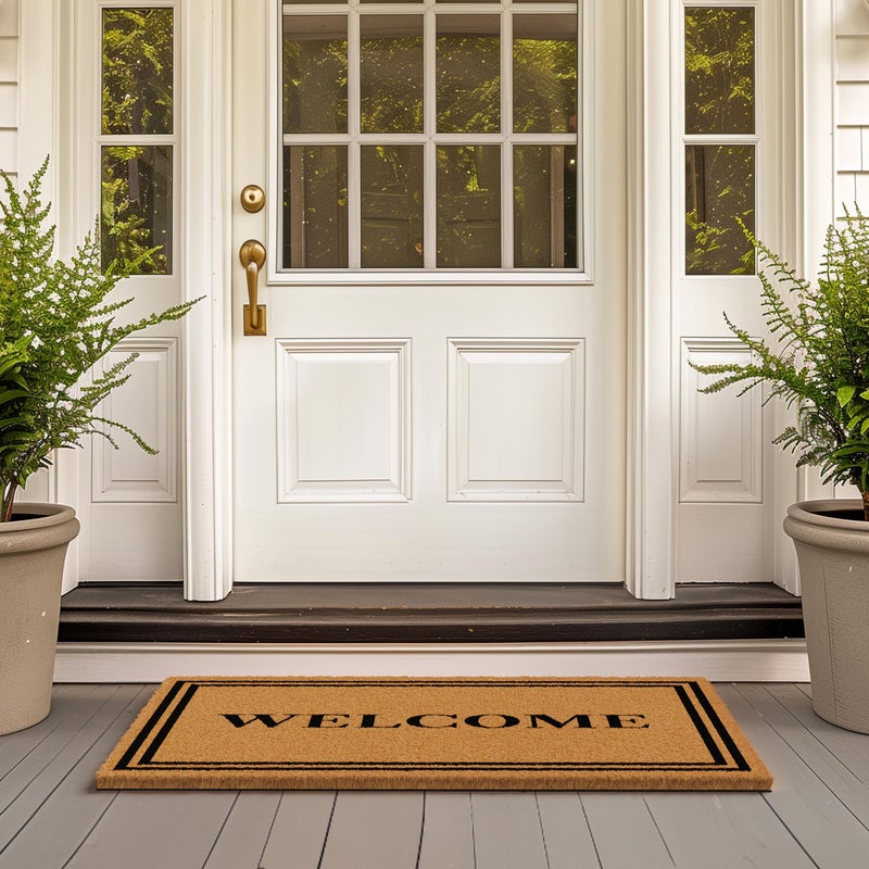 Barnyard Designs Natural Coco Coir Heavy Duty Backing Doormat - Large Cute Non-Slip Front Door Welcome Mat for Outside Entrance or Porch Entry, Brown (24x36, Welcome) - Image 3