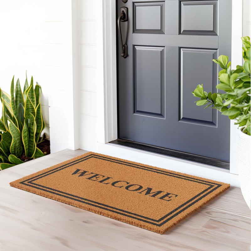 Barnyard Designs Natural Coco Coir Heavy Duty Backing Doormat - Large Cute Non-Slip Front Door Welcome Mat for Outside Entrance or Porch Entry, Brown (24x36, Welcome) - Image 2