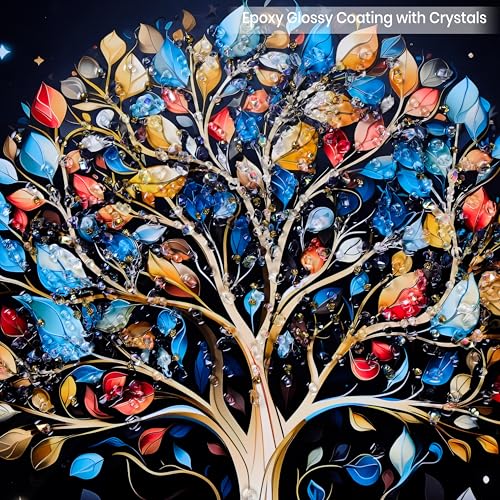 HOME ELEMENTS Floral Wall Kalpavriksha Design Painting for Bedroom Living Room Wall Decoration Abstract Elegant Golden Flower Floating Frame Wall Paintings for Home and Office Décor Size : 40x40cm - Image 3
