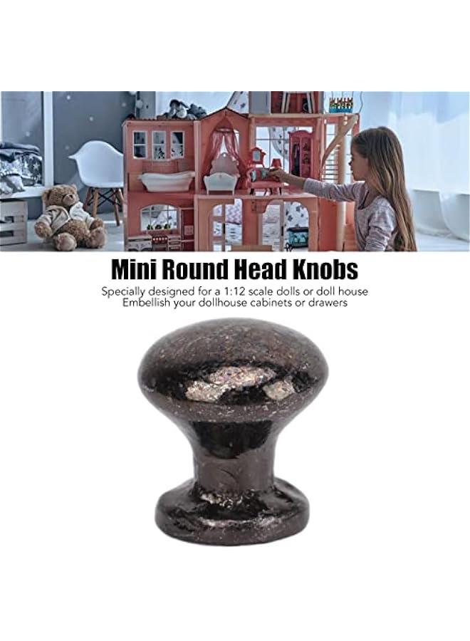 8Pcs 1:12 Scale Miniature Round Head Knobs, Dollhouse Door Handle Knobs, Mini Drawer Pulls, Dollhouse Accessories (Black)  - Image 2