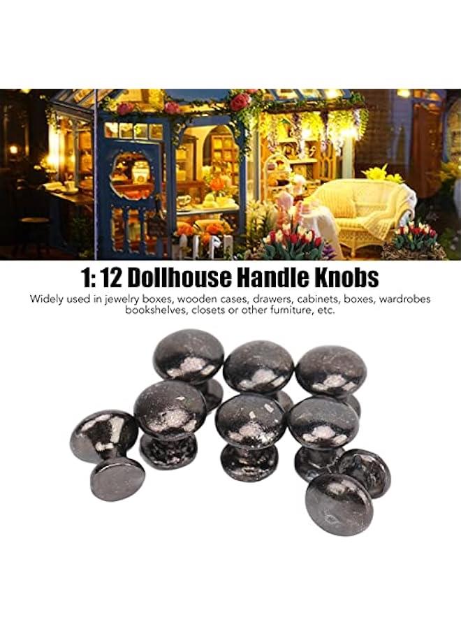 8Pcs 1:12 Scale Miniature Round Head Knobs, Dollhouse Door Handle Knobs, Mini Drawer Pulls, Dollhouse Accessories (Black)  - Image 3