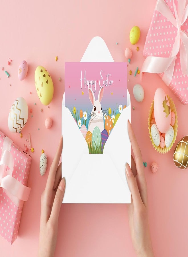 Linelglobal 12.6" Pink-blue Gradient Easter Gift Bag with Tissue Paper and Card, Eggs & Bunny Design, Suitable for Kids and Girls Easter Party Supplies Wrapping 2 Pack - Image 5