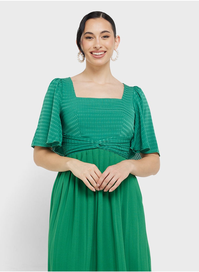 Little Mistress Check And Pleated Hem Midi Dress  - Image 3