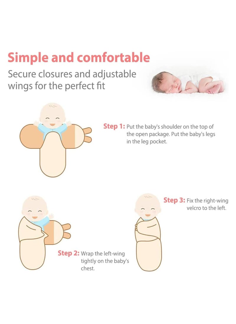 Bebiland 2Pcs Baby Swaddle Wrap, 0-3 Months, 100% Breathable Cotton Swaddlers Sleep Sack with Adjustable Wings for Baby Boys and Baby Girls, Gray -White  - Image 3