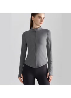 Slim Fit Zippered Yoga Jacket for Women Wt-053 sea cloud gray
