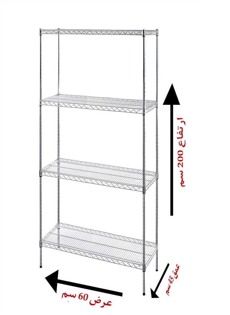 Protector Chrome 4-Shelf Shelving Units and Storage Adjustable Heavy Duty Steel Wire Shelving Unit for Garage, Kitchen, Office 