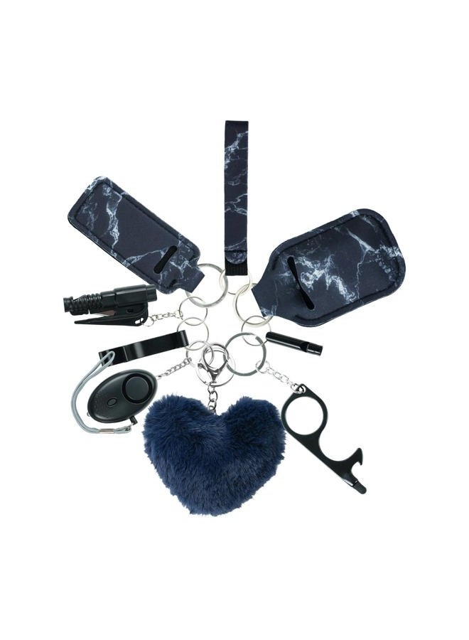 Zesirmay 10PCS Accessories Keychain Set for Women with Safety Alarm Key Chain,Whistle and Wirstlet KeyChain Set(Black) - Image 1