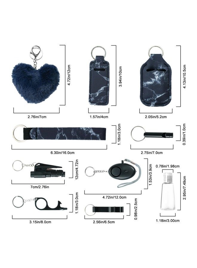 Zesirmay 10PCS Accessories Keychain Set for Women with Safety Alarm Key Chain,Whistle and Wirstlet KeyChain Set(Black) - Image 3