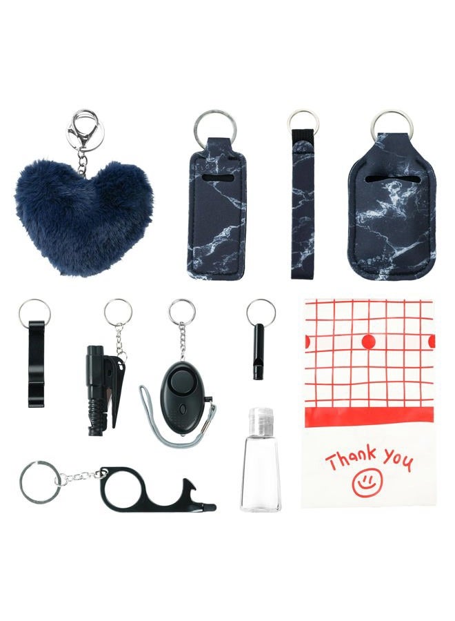 Zesirmay 10PCS Accessories Keychain Set for Women with Safety Alarm Key Chain,Whistle and Wirstlet KeyChain Set(Black) - Image 2