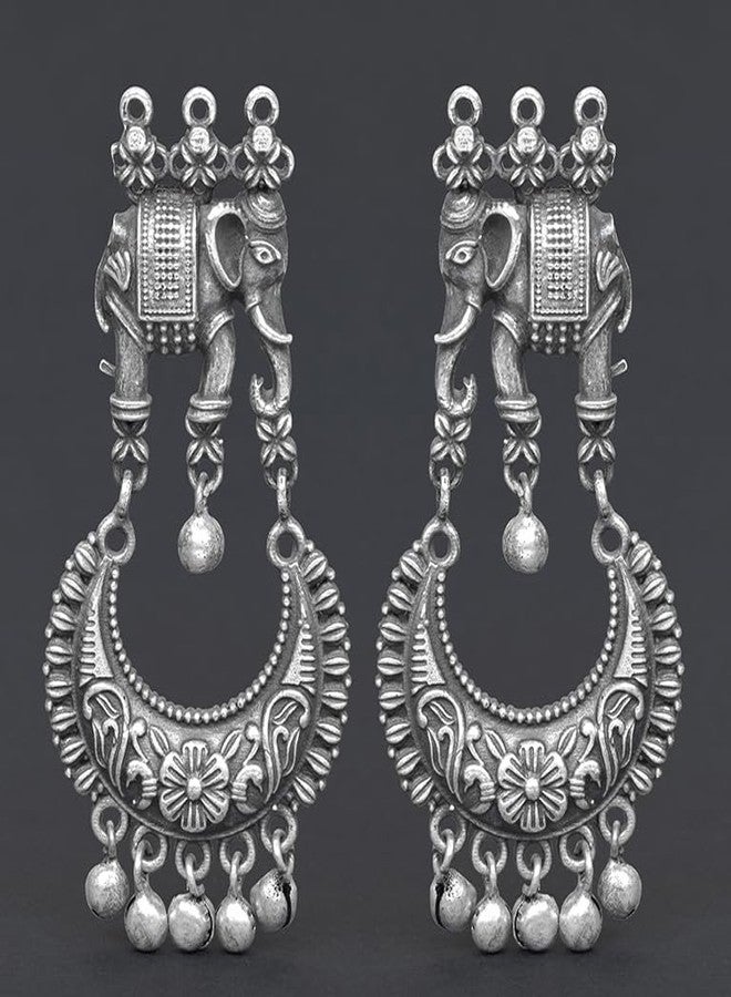 SIJCM Elephant Style Dangle Earrings | Big Earrings Ethnic Style Accessories Wedding Jhumka Earring For Women & Girls - Image 2
