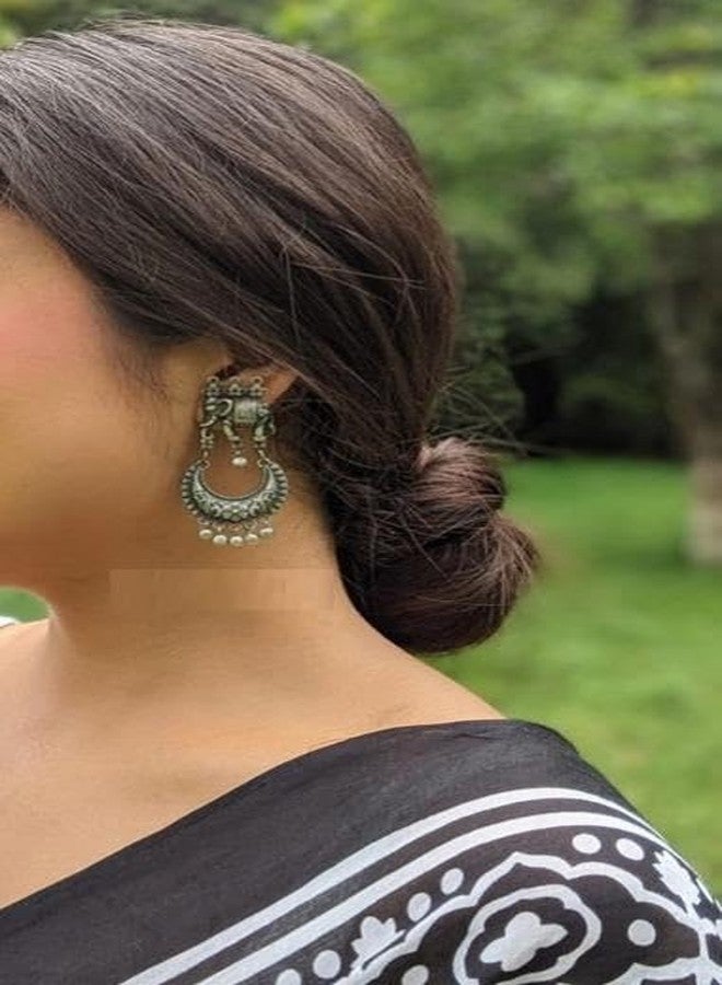 SIJCM Elephant Style Dangle Earrings | Big Earrings Ethnic Style Accessories Wedding Jhumka Earring For Women & Girls - Image 3