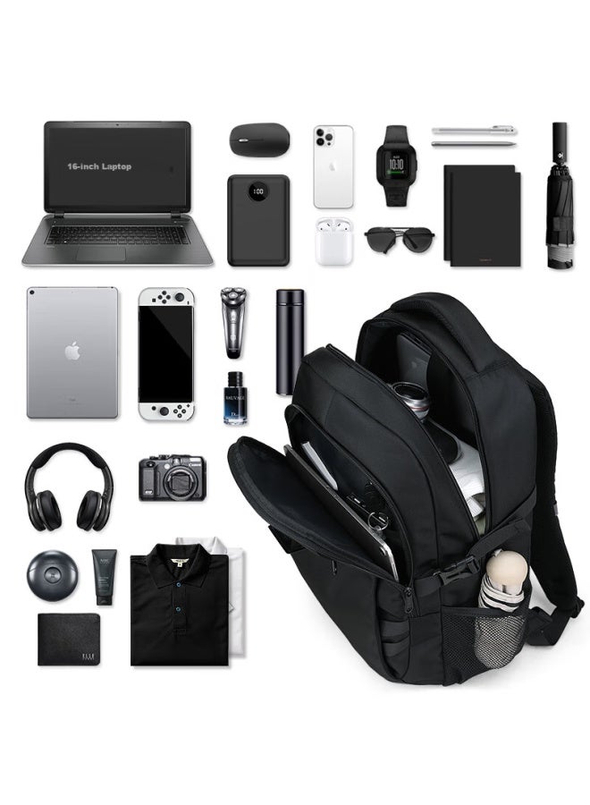 Slazenger Men's Backpack, Travel Backpack, Large Capacity Laptop Bag, 16-inch Business Laptop Bag, Black - Image 2