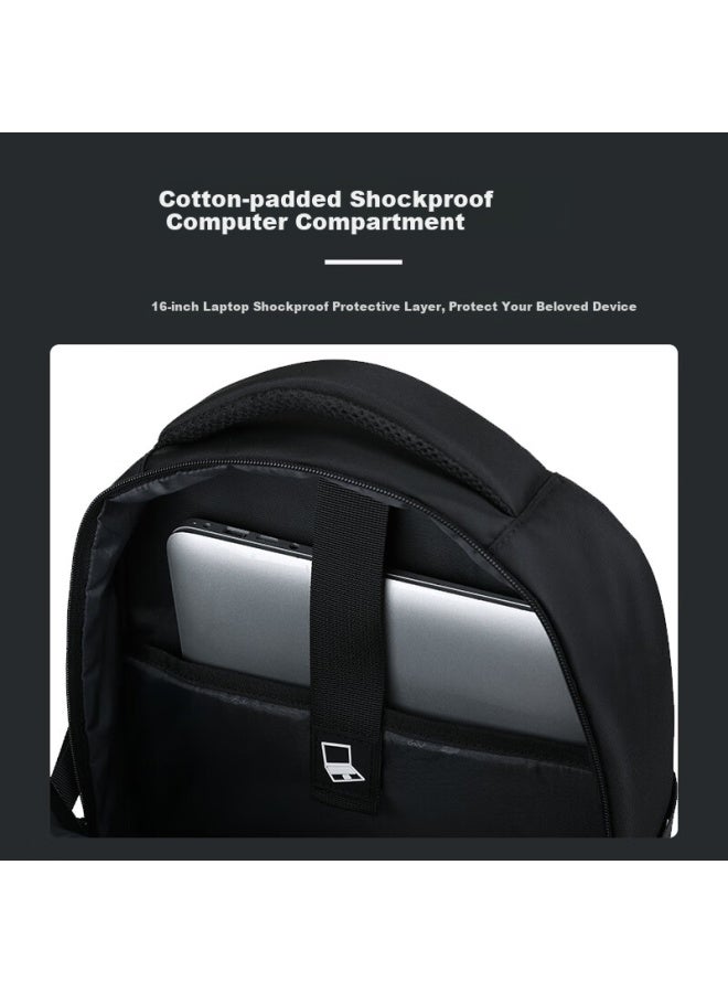 Slazenger Men's Backpack, Travel Backpack, Large Capacity Laptop Bag, 16-inch Business Laptop Bag, Black - Image 3