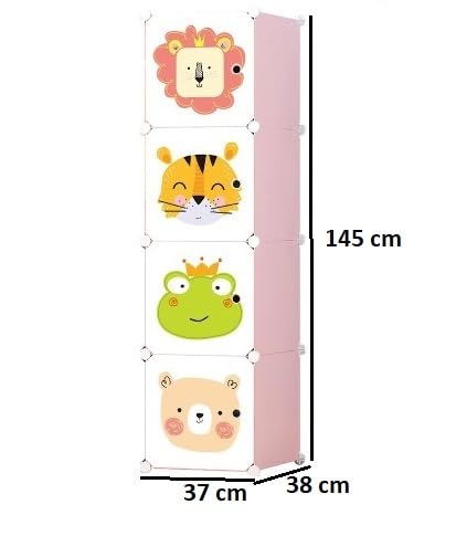 KRISHYAM Plastic Portable Closet Wardrobe Cube for Hanging Clothes - Modular Cabinet for Space Saving | Ideal Storage Organizer Cube for Books, Toys, Towels (4 Box Pink) - Image 5